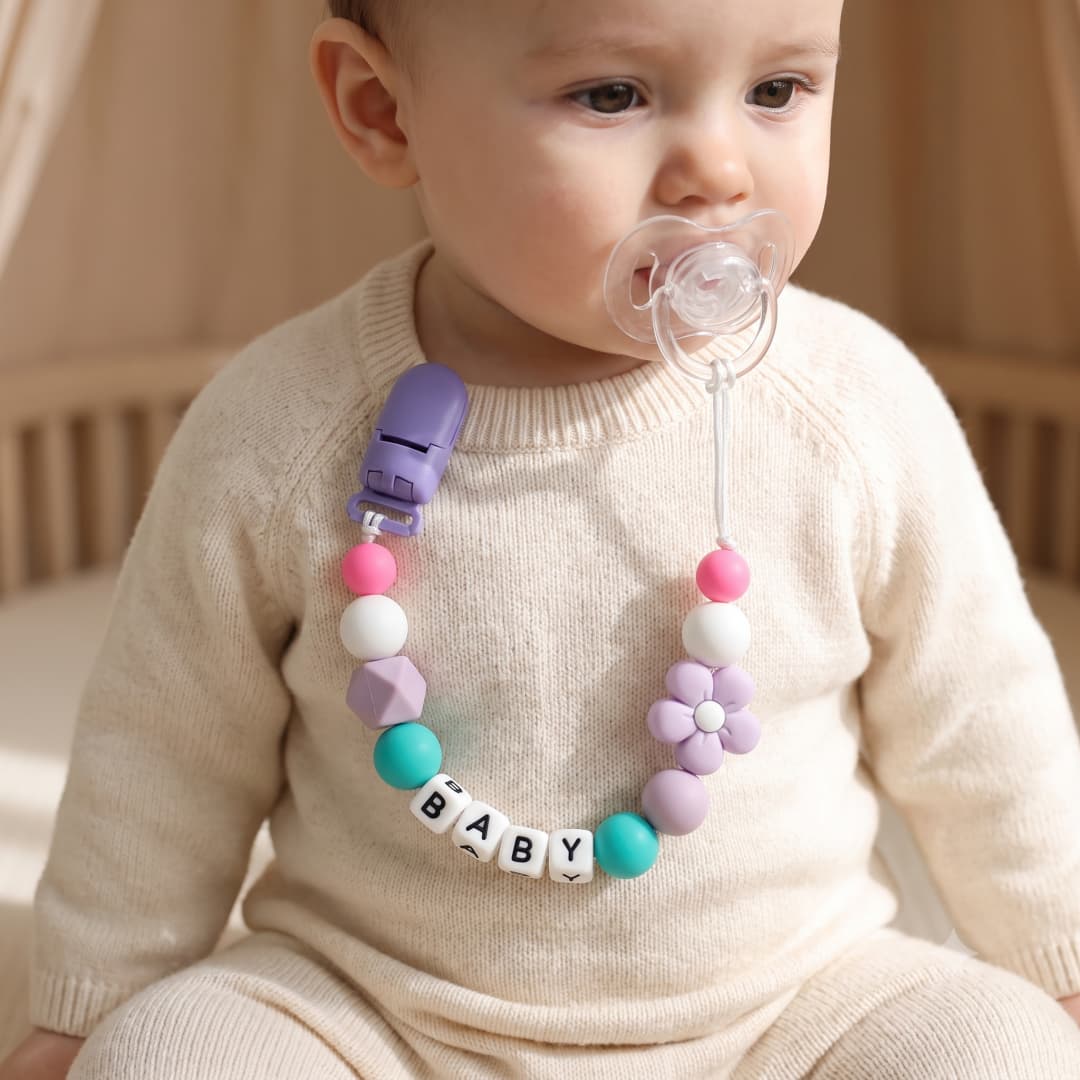 Baby Pacifier Clip - Clip per Ciuccio Personalizzato con Nome,